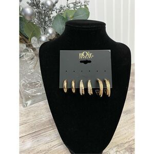 nOir Jewelry Gold Hoop Earrings Set of 3